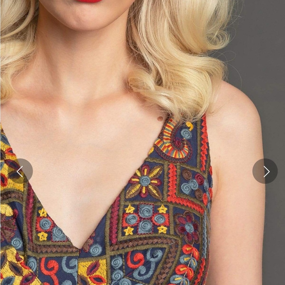 Eva Franco Anthropologie Charlotte Embroidered Fit & Flare Dress - Picture 5 of 12